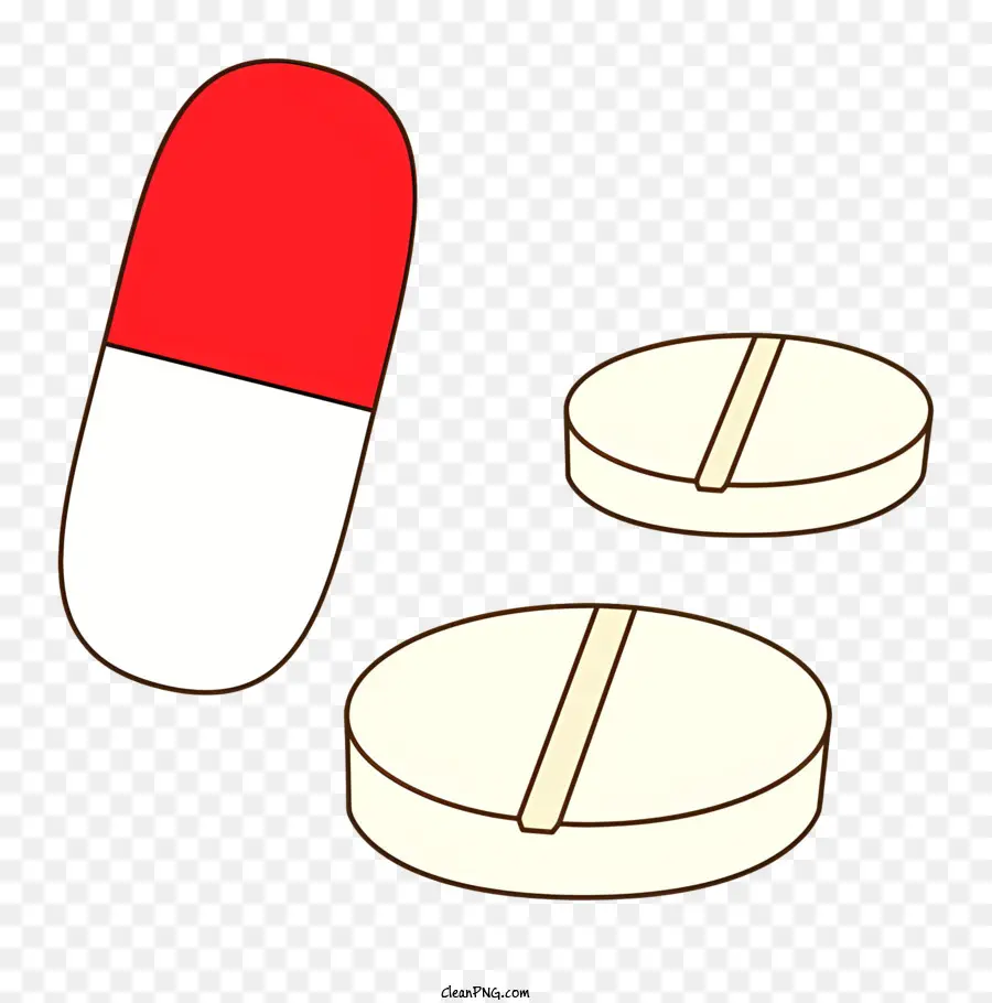 Thuốc viên Icon Pill Pill Red và White Pill tròn - Hình ảnh của viên thuốc màu đỏ và trắng trên mặt đất