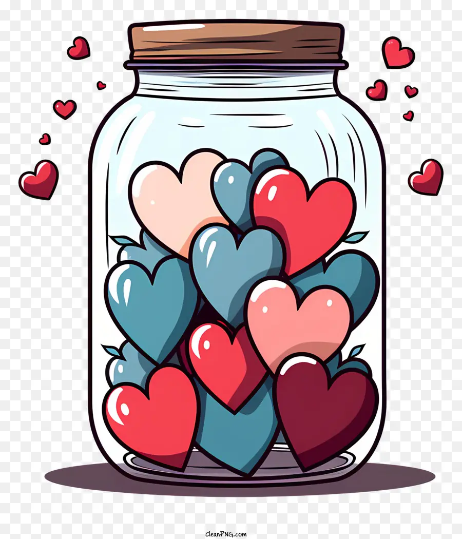 mason jar with heart heart-shaped candy glass jar candy jar red hearts