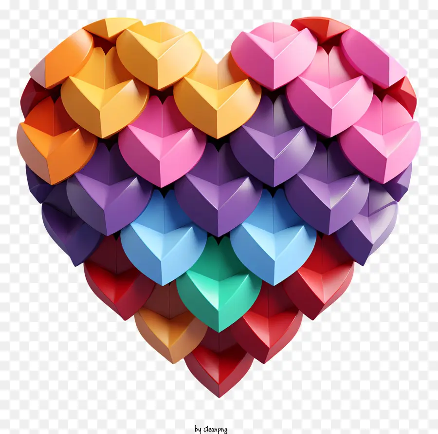 Bunte Herzen - Digitale Darstellung eines farbenfrohen geometrischen Herzens