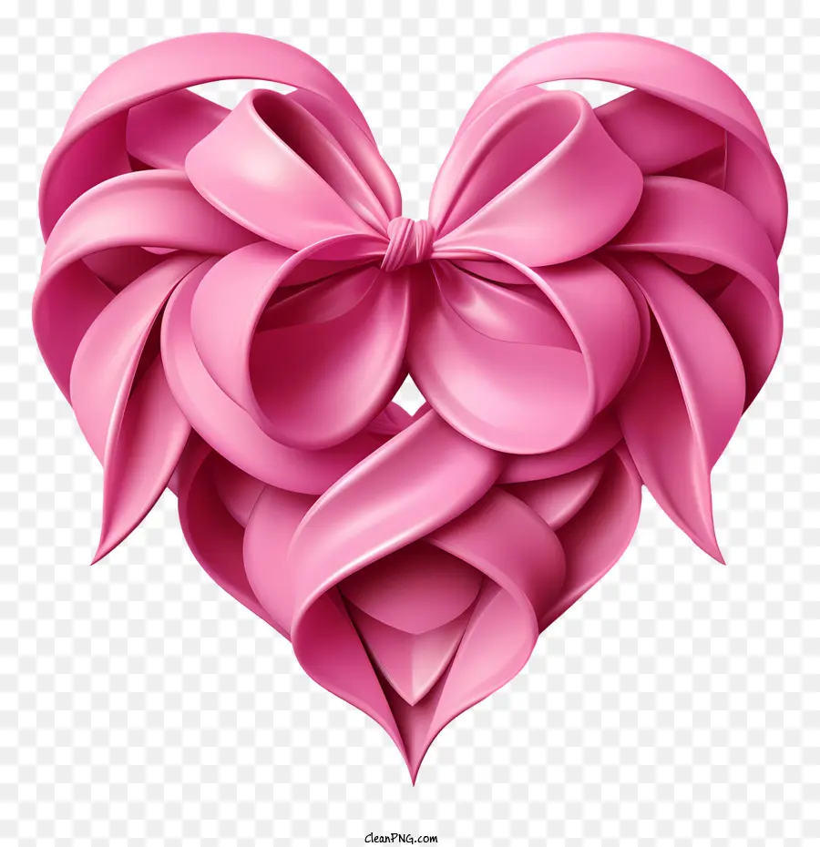 Heart 3D Rendering Struttura a forma di cuore DEGAZIONI APPEGGIAMENTI ROSA - Struttura a forma di cuore con fiocchi rosa su sfondo nero