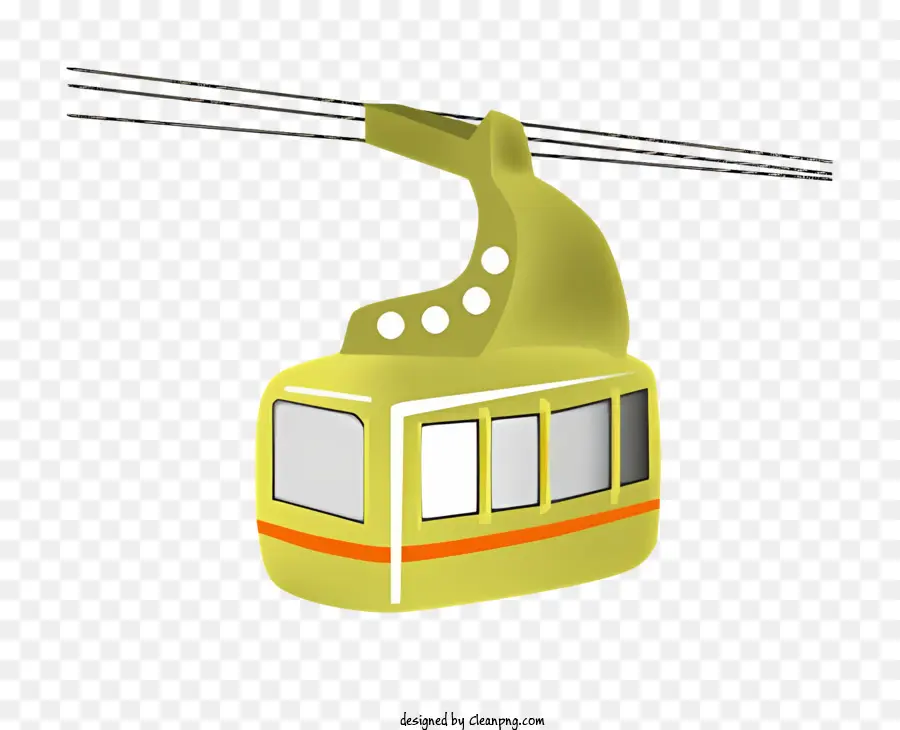 cartoon yellow cable car black background red stripes large window