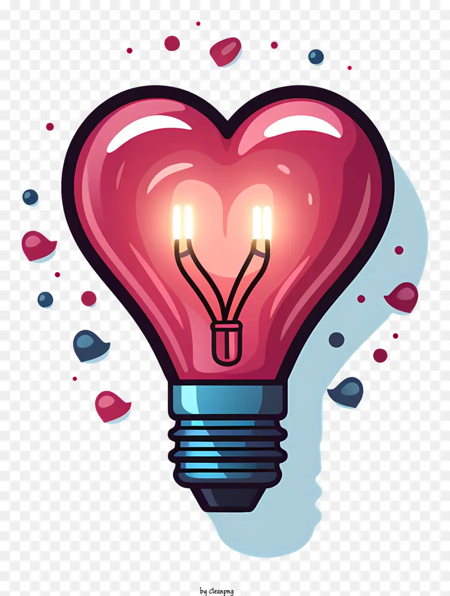 bóng đèn với trái tim trái tim bóng đèn bóng đèn độc đáo - Bóng đèn hình trái tim màu hồng với bong bóng phát sáng