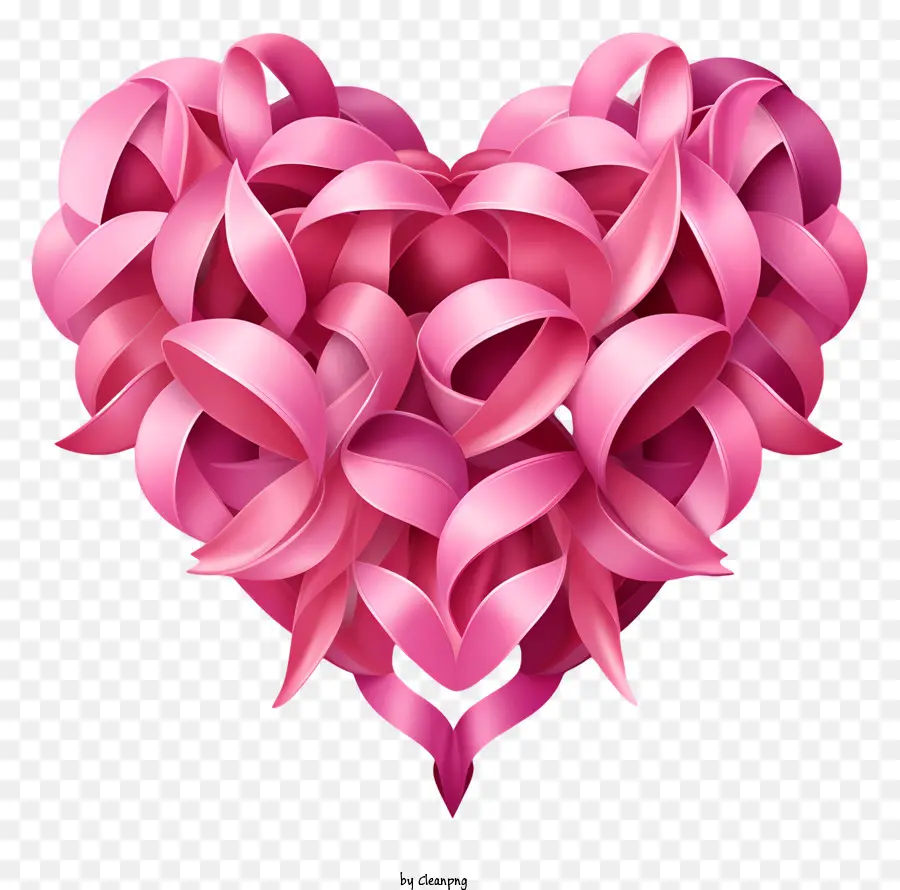 Herz Herzdesign rosa Bänder stilisierte Herz spiralisch Herz - Pink Ribbon Heart mit Spiralblättern, elegantes Design