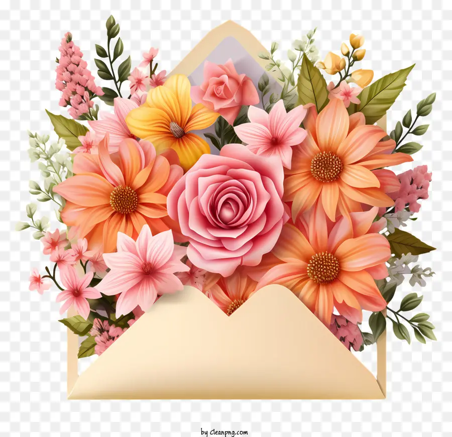 rosa Rosen - Buntes Blumenstrauß im geburtstagsmotiven Umschlag