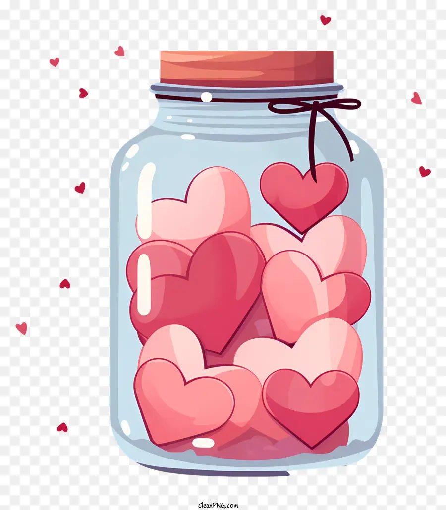 bình mason với trái tim hình confetti thủy tinh lọ màu hồng confetti nổi trái tim - Confetti hình trái tim màu hồng nổi trong lọ thủy tinh