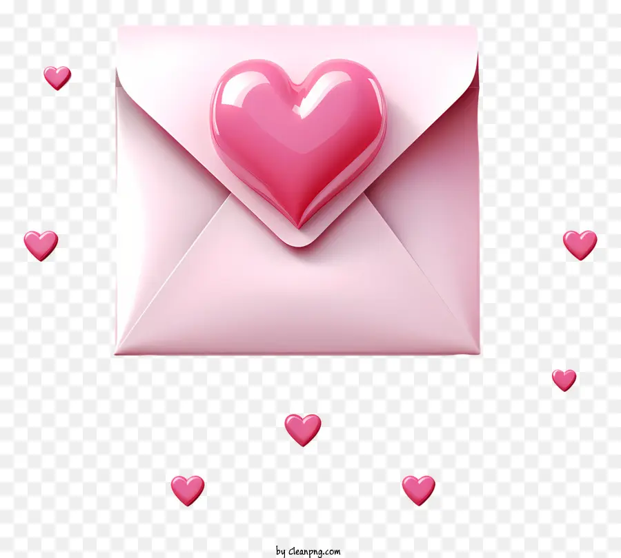 fallende Herzen - Offener Umschlag, rosa Herzen fallen heraus