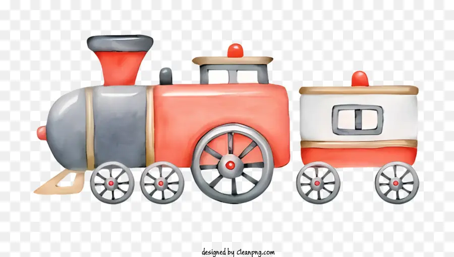 cartoon red train small train two wheels black wheels