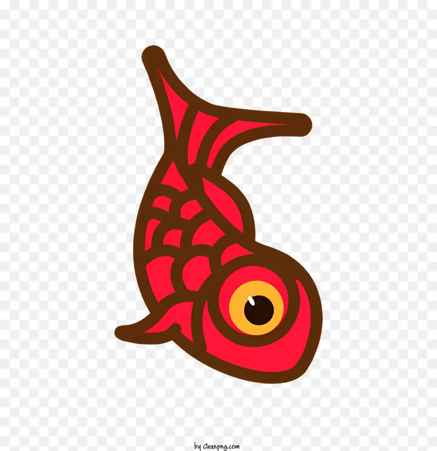 Icon Fish Red Fish Orange Fisch schwarze Augen - Bunte Fisch mit großen Augen und kleinen Mund