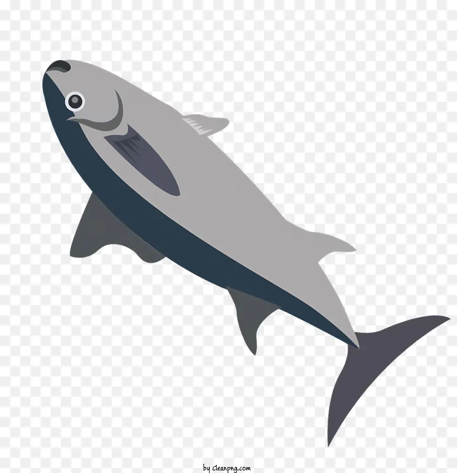 Icon Cartoon Fisch schwarzer Hintergrund fliegende Flossen fliegende Fische - Zeichentrickfisch mit offenem Mund und flatterenden Flossen