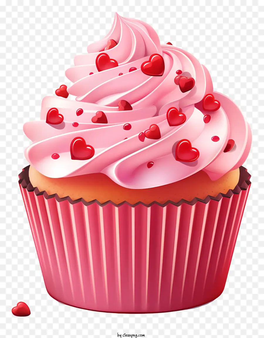 cupcake cupcake hồng cupcake đỏ trái tim ngon - Cupcake màu hồng ngon với trái tim đỏ lãng mạn
