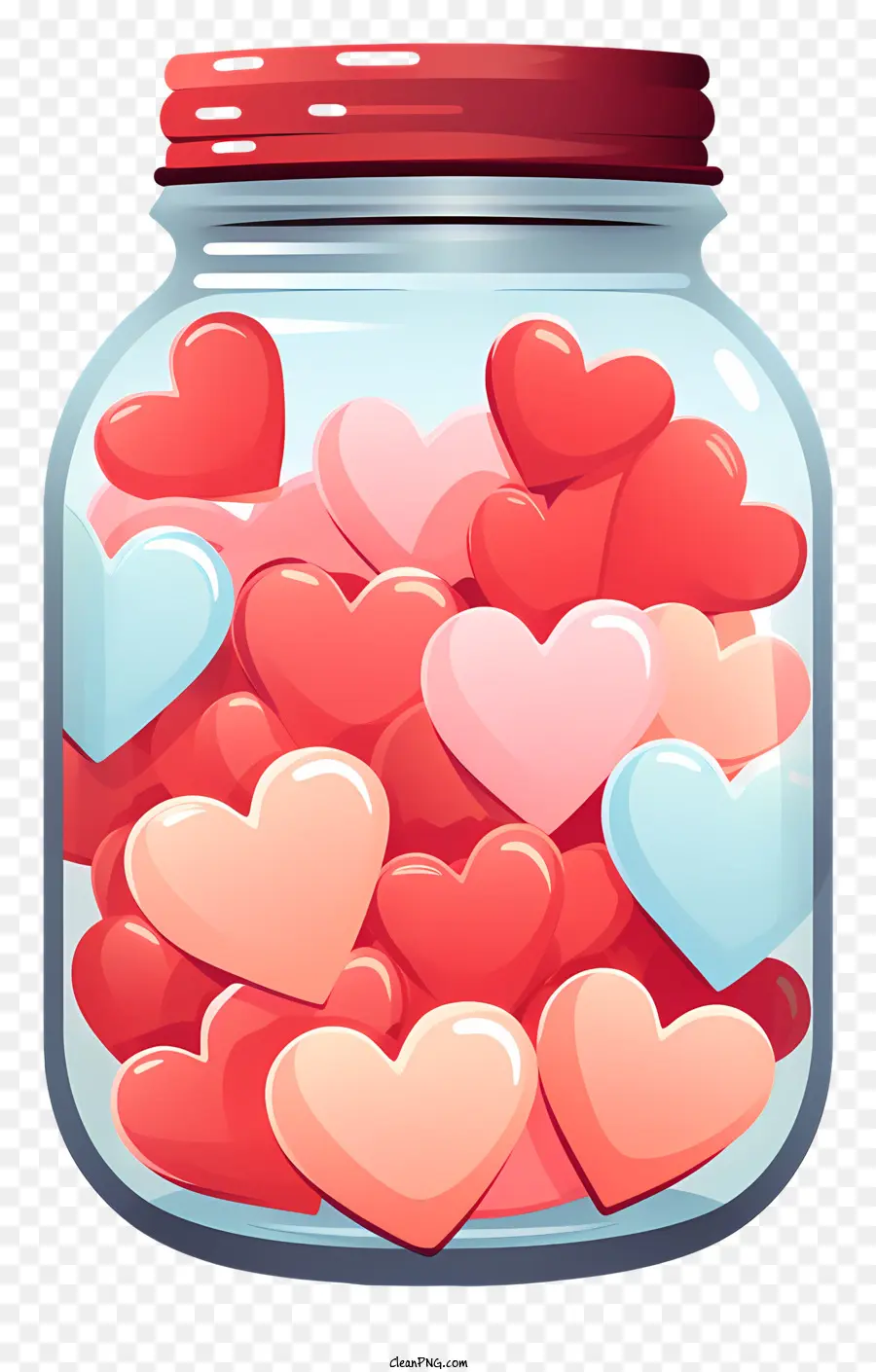 Mason Jar Glas Jar Hearts rosa und rotes Glas mit Deckel - Glasglas gefüllt mit bunten romantischen Herzen