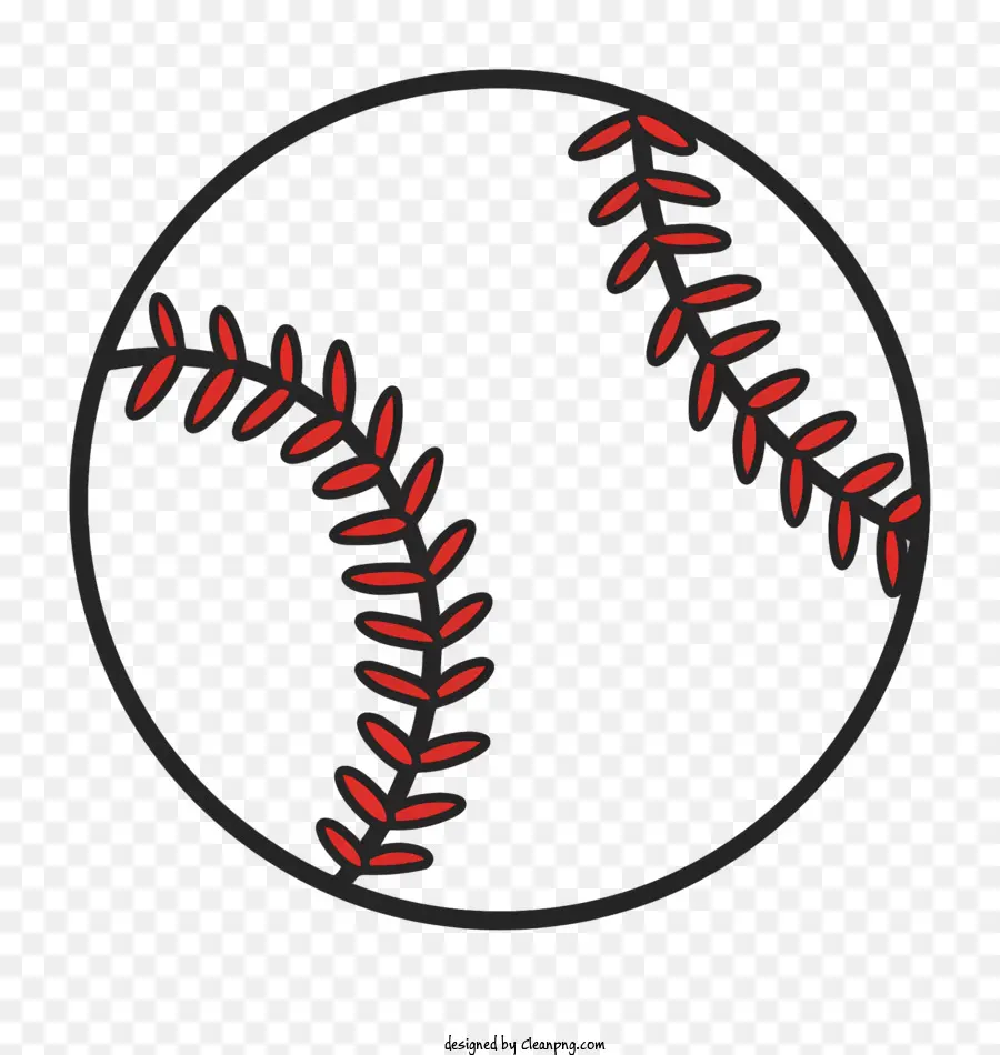 Icon Baseball Red Stitching Flatoberflächenschwarzer Baseball - Ein schwarzer Baseball mit roten Nähten