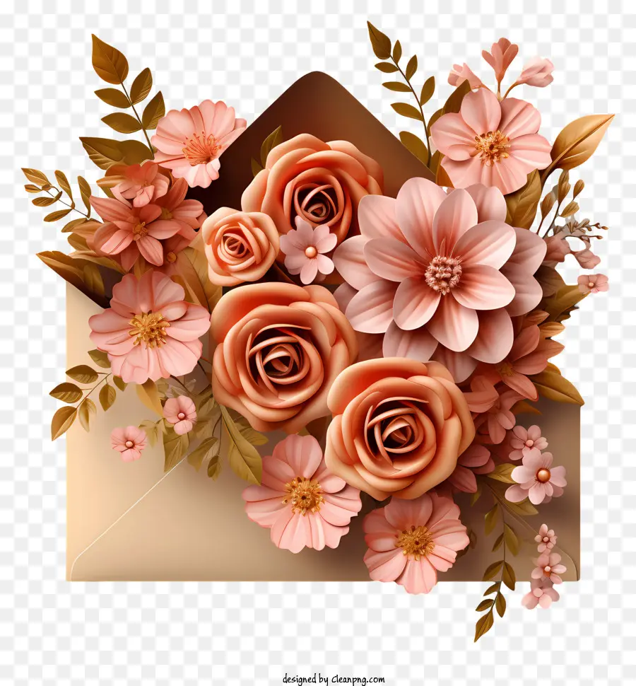 Gesteck - Offene Umschlag mit Blumenstrauß im Inneren