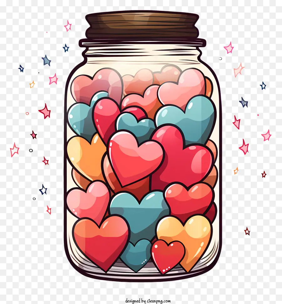 Mason Jar Mason Jar trang trí màu trái tim Mason Jar Crafts Quà tặng tự chế - Mason Jar chứa đầy trái tim đầy màu sắc và confetti