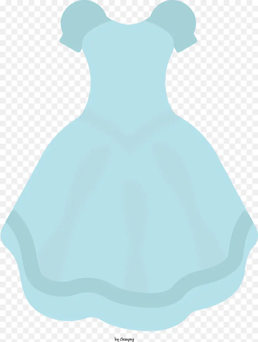 Biểu tượng váy màu xanh tròn đường viền cổ áo được trang bị vòng eo ngắn - Váy xanh với đường viền cổ tròn, eo được trang bị, tay áo ngắn, vật liệu nhẹ