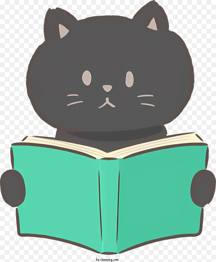 icona divano gatto nero carino che legge il collare rosa - Cute Black Cat che legge felicemente 