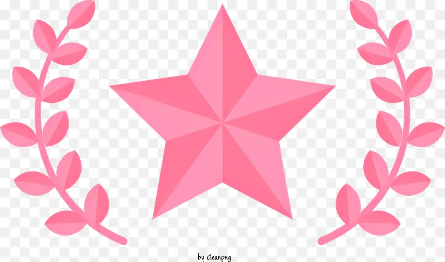 Icon Star Laurel Wreath Rosa simbolo - Stella rosa con ghirlanda di alloro sul retro