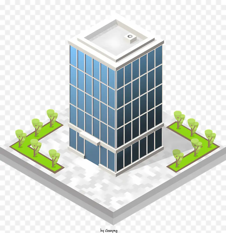 Biểu tượng Thủy tinh tòa nhà cao tầng và Thép xây dựng trên sân thượng và cây xanh - Tòa nhà cao, thủy tinh với sân thượng ở khu kinh doanh