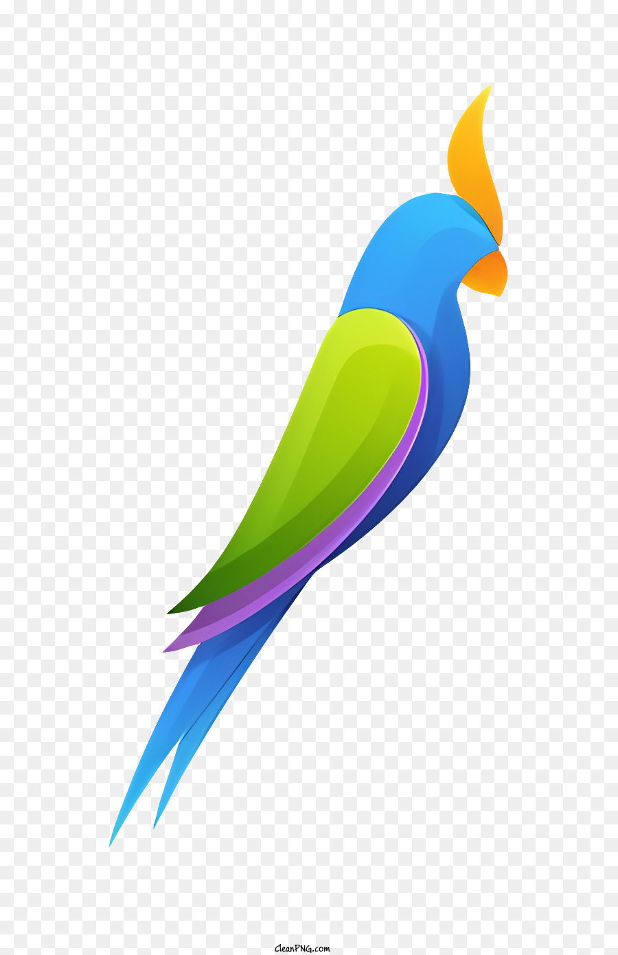Icon Buntes Papagei Exotischer Vogelpapagei mit langem Schwanzgelbkamm auf Papagei - Farbenfroher Papagei mit Spread Wings auf schwarzem Hintergrund