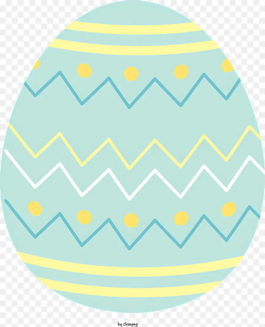 trứng phục sinh - Trứng xanh với hoa văn trắng và vàng