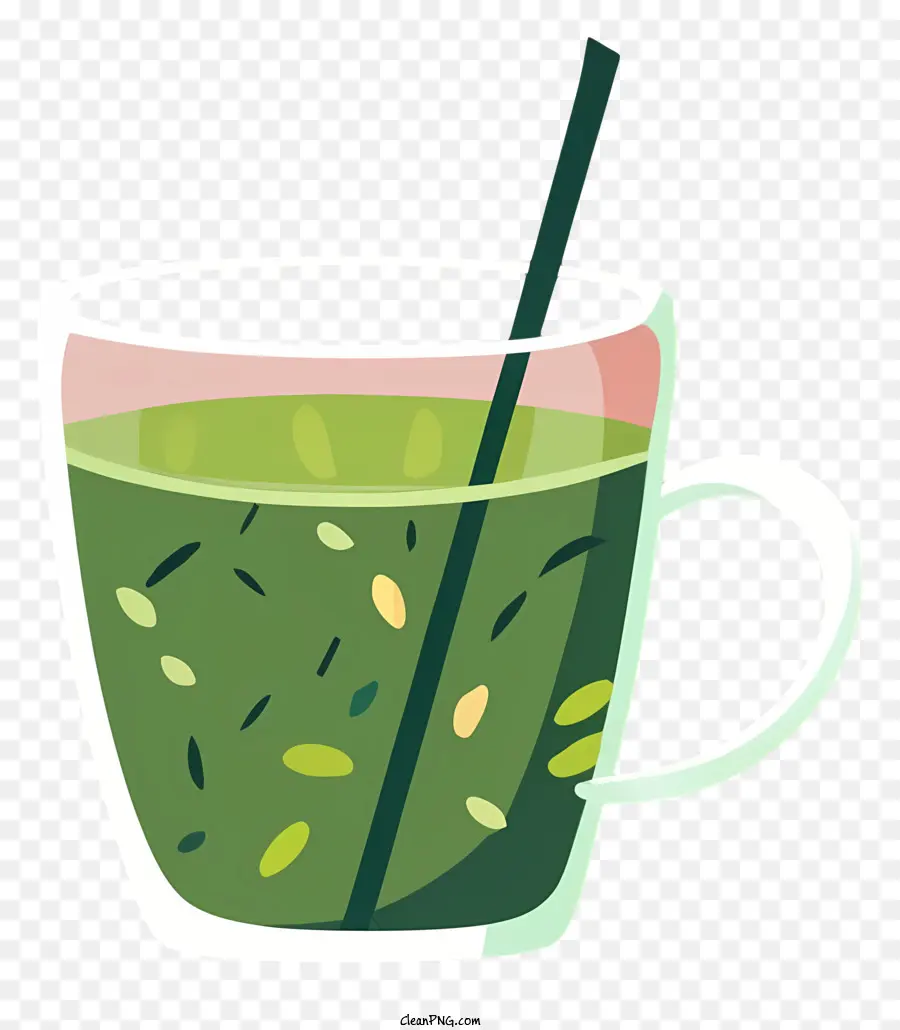grüner Tee - Nahaufnahme von grünem Tee mit Stroh, grüne Blätter