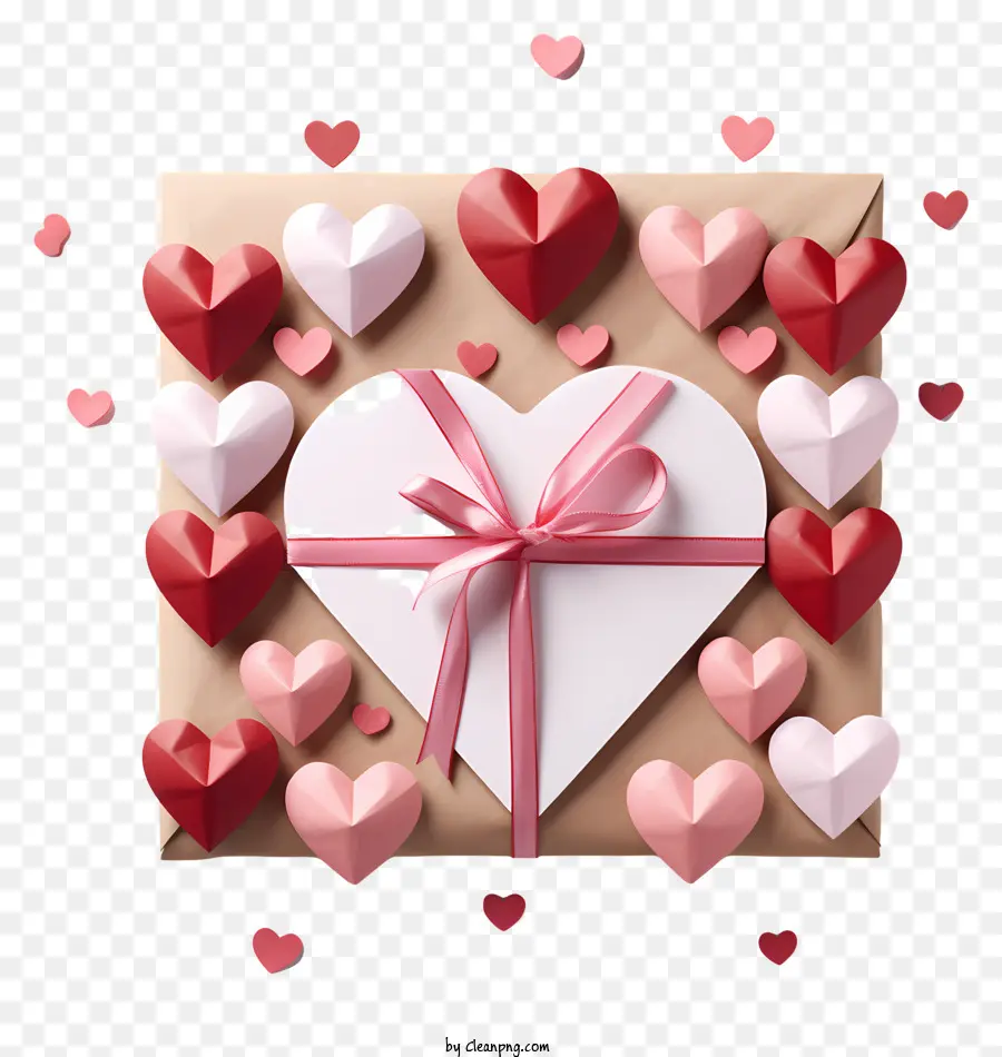 Umschlag - Romantische Kartonbox mit Herzen und Band