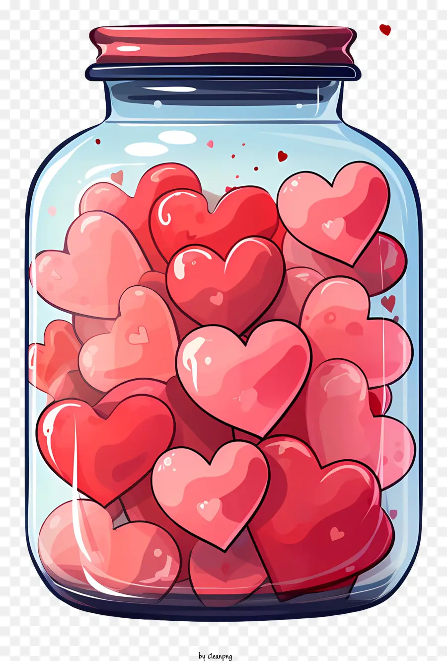 Ngày Valentine - Sự sắp xếp bình thường của trái tim màu đỏ trong bình minh trong suốt