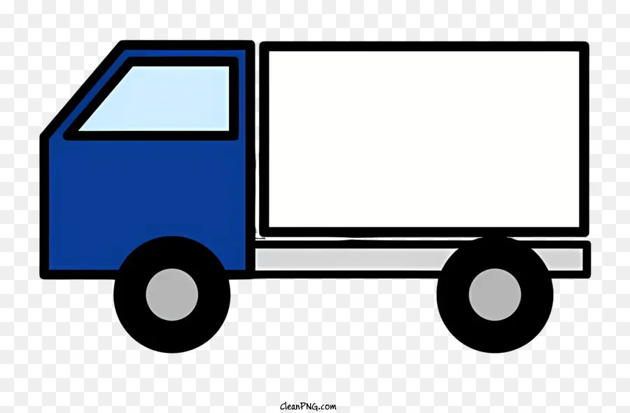 Truck di consegna icona blu camion parcheggiate ruote anteriori - Camion di consegna blu parcheggiato con porta posteriore aperta