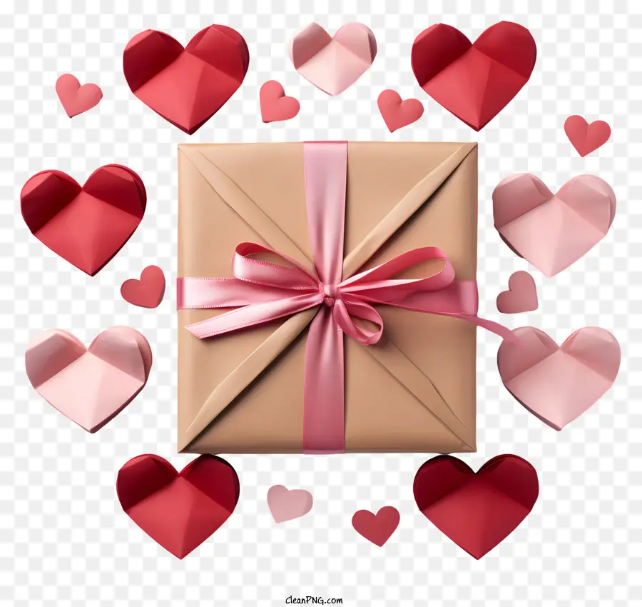 hộp quà - Hộp quà với trái tim giấy theo mẫu hình tròn