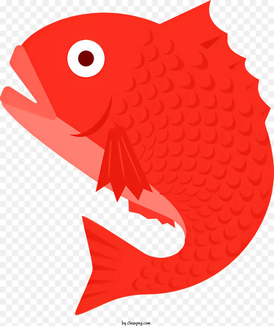 icon red fish long body open mouth catching prey