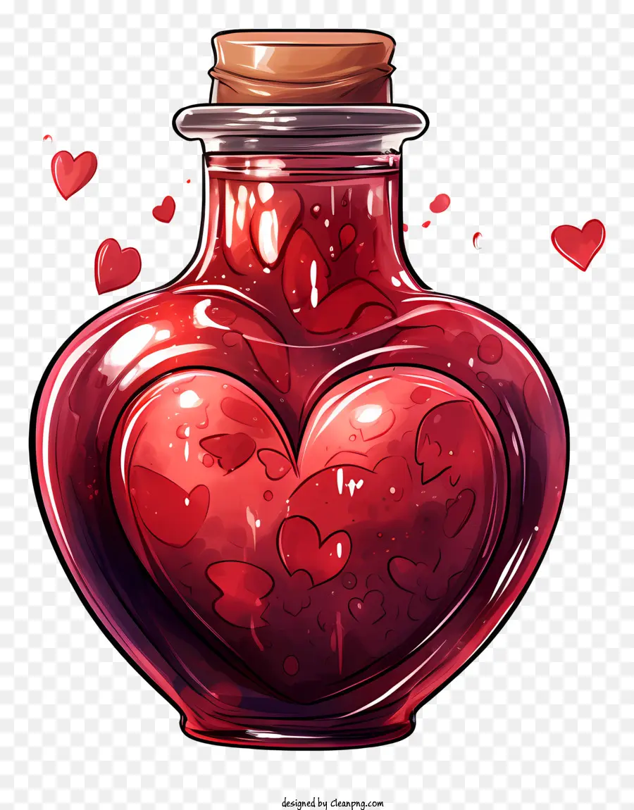 Masonglas herzförmige Flasche Rote Flüssigkeit Cartoon Repräsentation Flasche mit Flüssigkeit - Cartoon herzförmige Flasche mit fließender roter Flüssigkeit