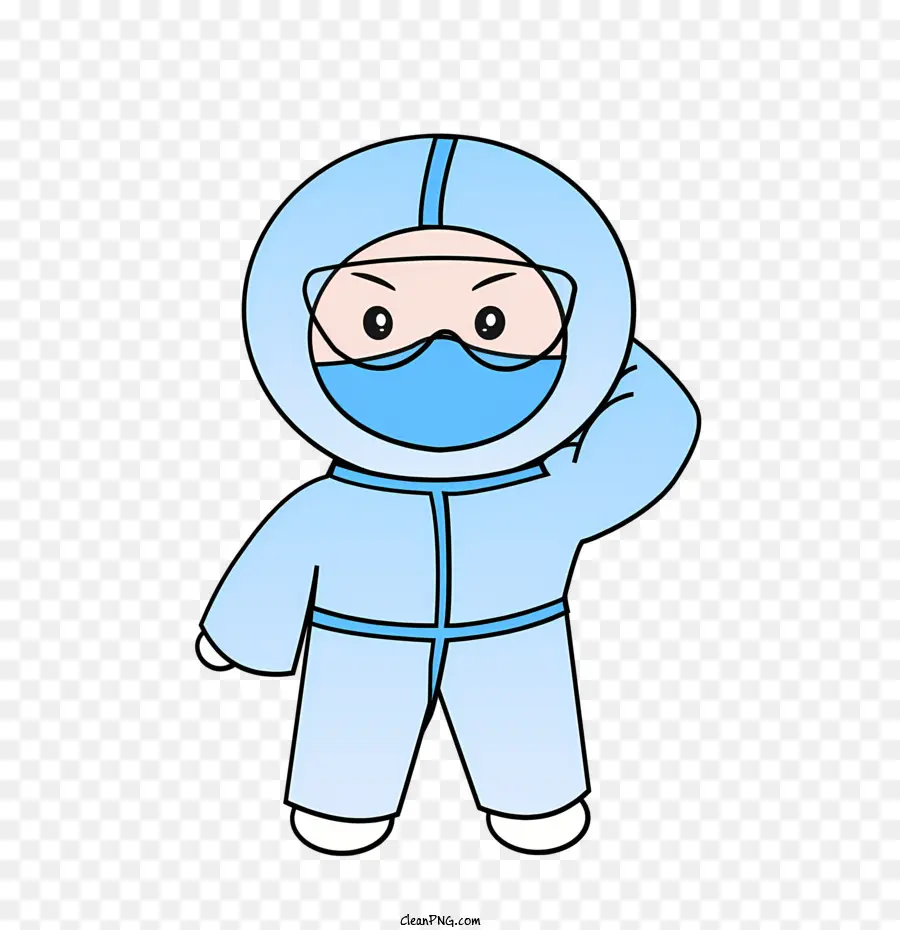 Stethoskop - Blaues medizinisches Outfit mit Maske, Stethoskop, Handschuhen