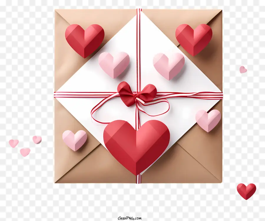 Umschlag - Romantischer Umschlag mit Papierherzen und Tag
