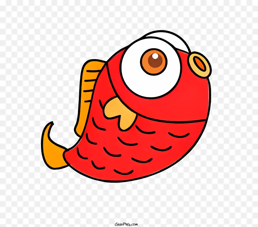 biểu tượng cá hoạt hình cá đỏ mắt lớn mắt một mắt - Phim hoạt hình cá đỏ bơi với đôi mắt to