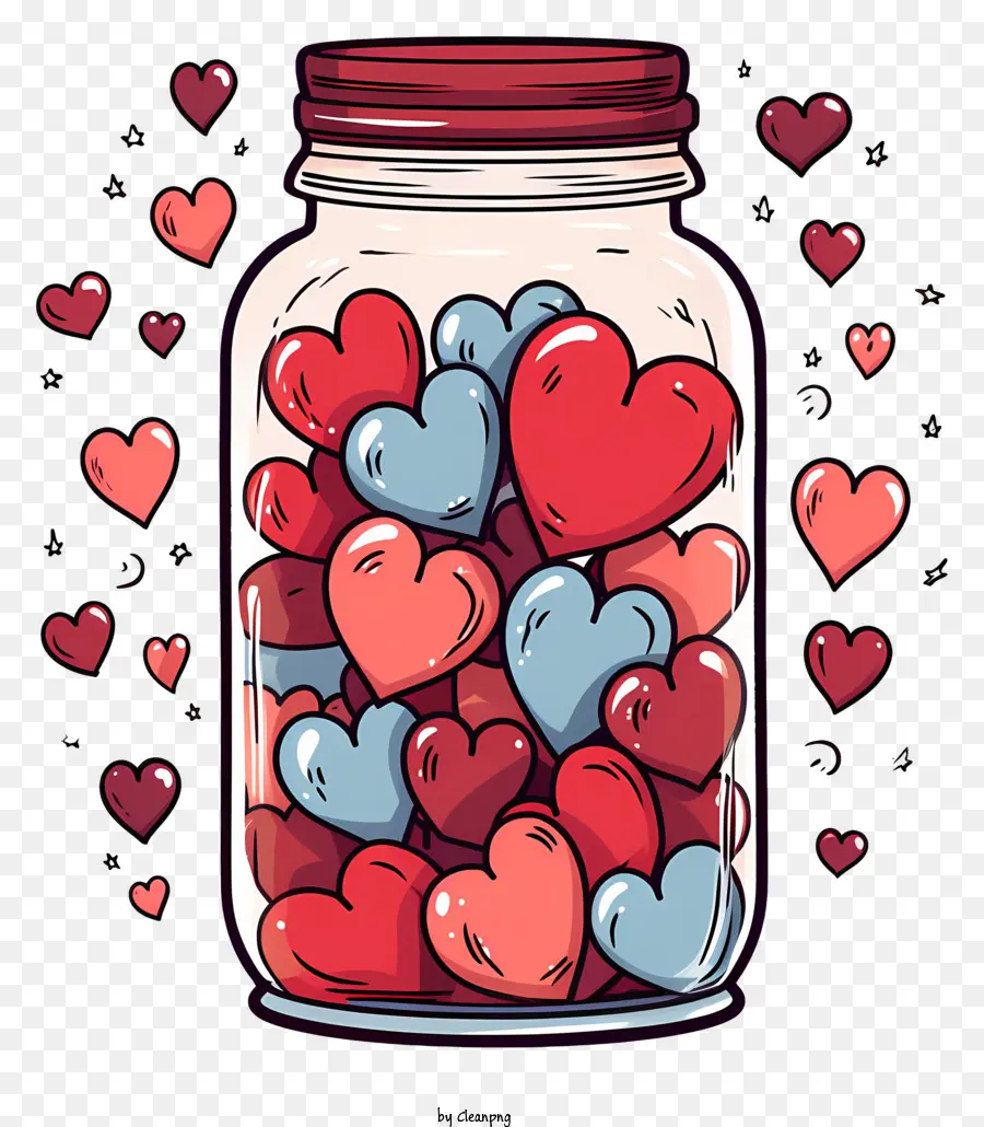 Mason Jar Jar Trang trí nổi trái tim trống rỗng bình hình trái tim - Bình đen trống với trái tim nổi bên trong