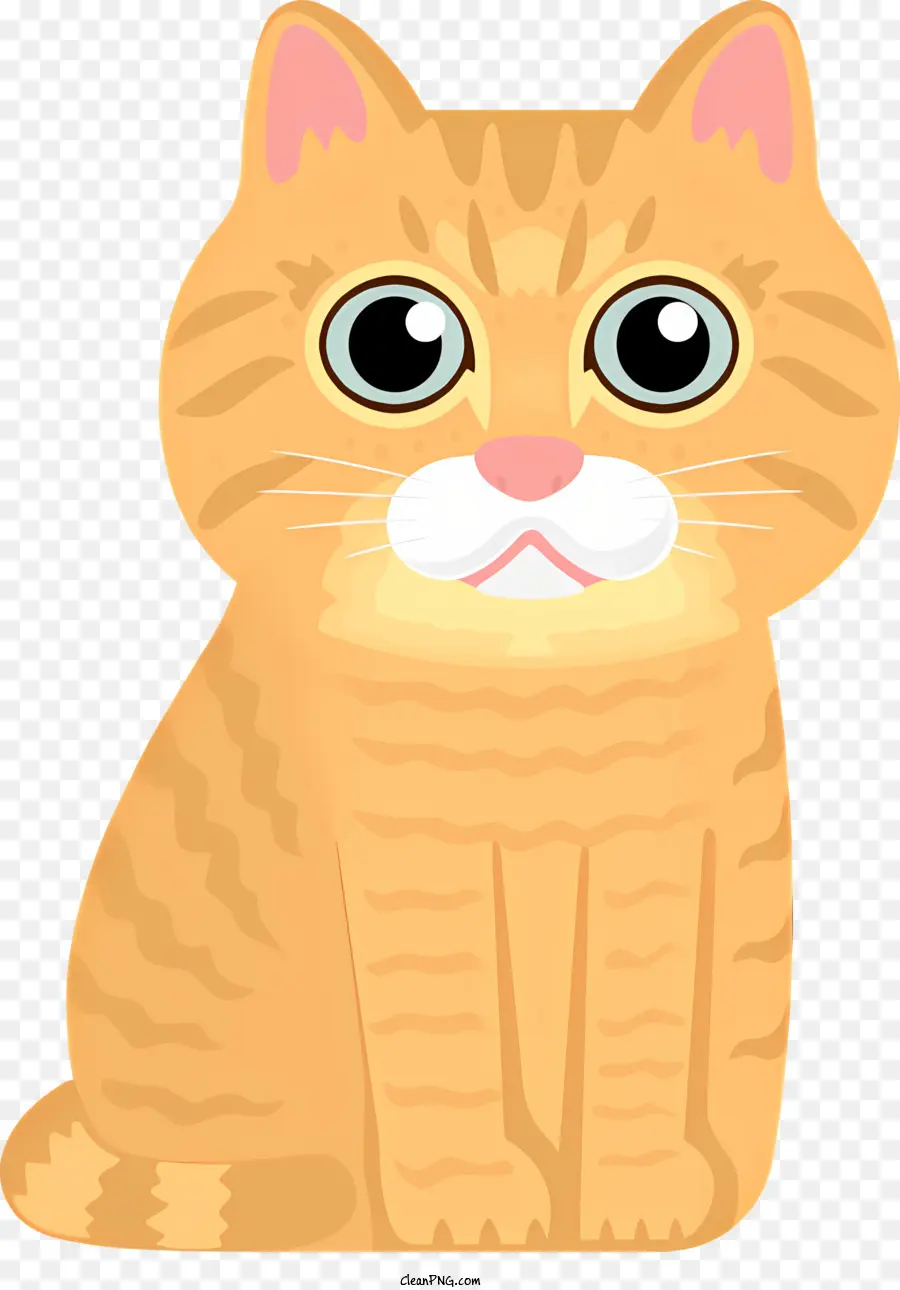 cartoon Katze - Traurige Cartoonkatze mit orangefarbenem Fell und großen Augen