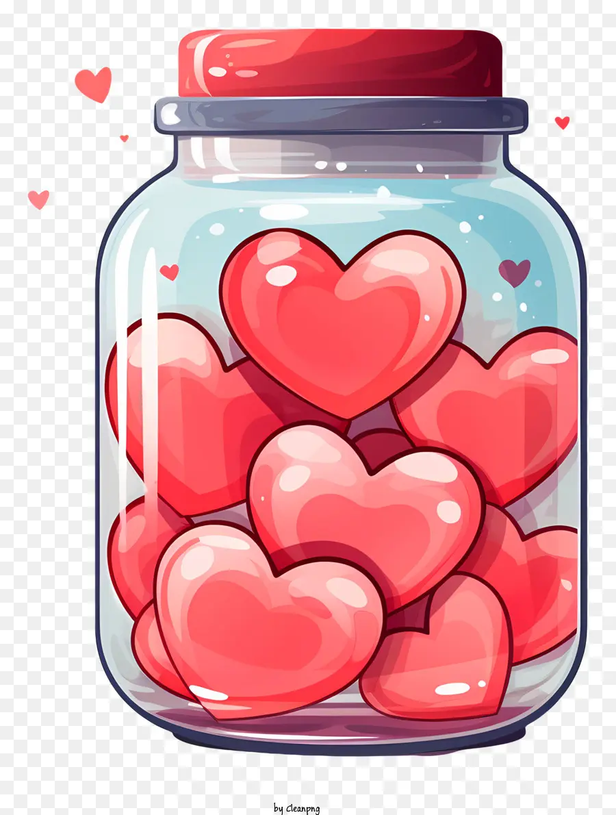 mason jar cảnh phim lãng mạn, lọ đầy trái tim tình yêu chữ màu đỏ trái tim - Hình ảnh lãng mạn của bình đầy trái tim trên nền đen