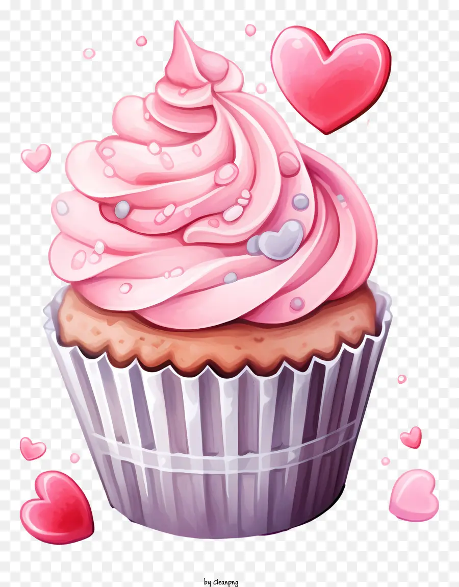 cupcake cupcake pink cupcake swirled frosting hearts