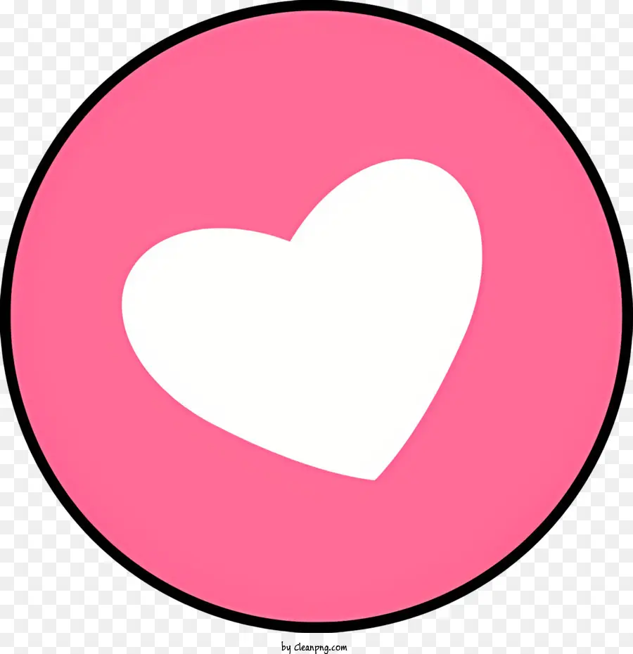 trái tim - Biểu tượng trái tim màu hồng với hình bóng trắng, nền đen