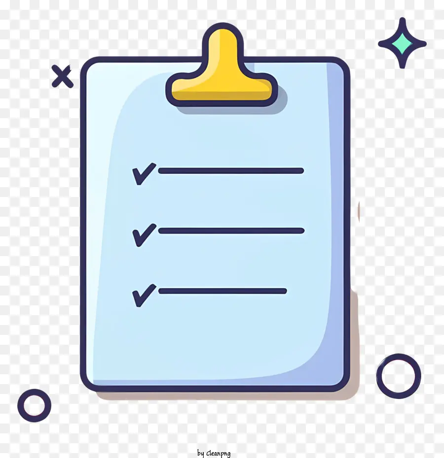 Checkliste - Zwischenablage mit Checkliste, Sternen und Pfeil für Aufgaben