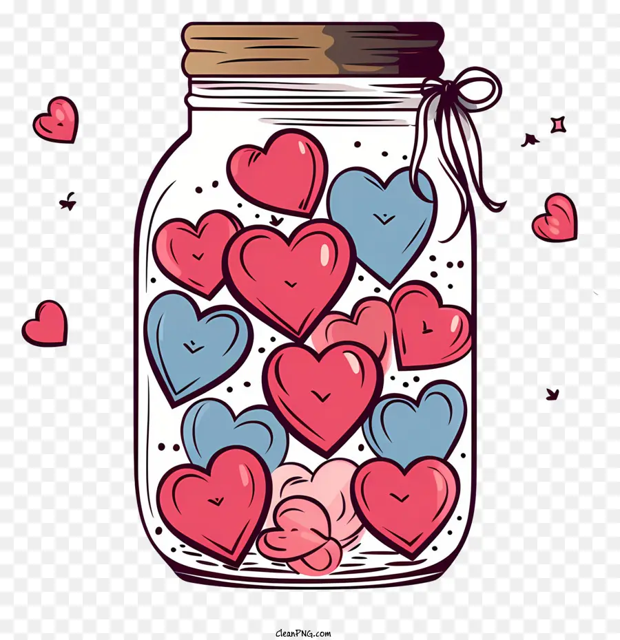 mason jar jar of sweets heart-shaped sweets floating sweets candy jar