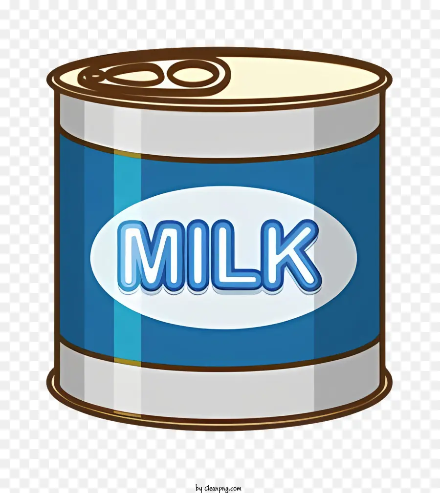 cartoon milk can tin can of milk blue and white stripes blue letters
