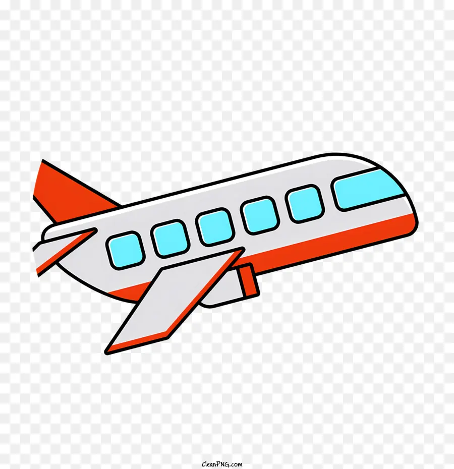 cartoon Flugzeug - Cartoonflugzeug mit weißem Körper, roten Flügeln, blauer Schwanz