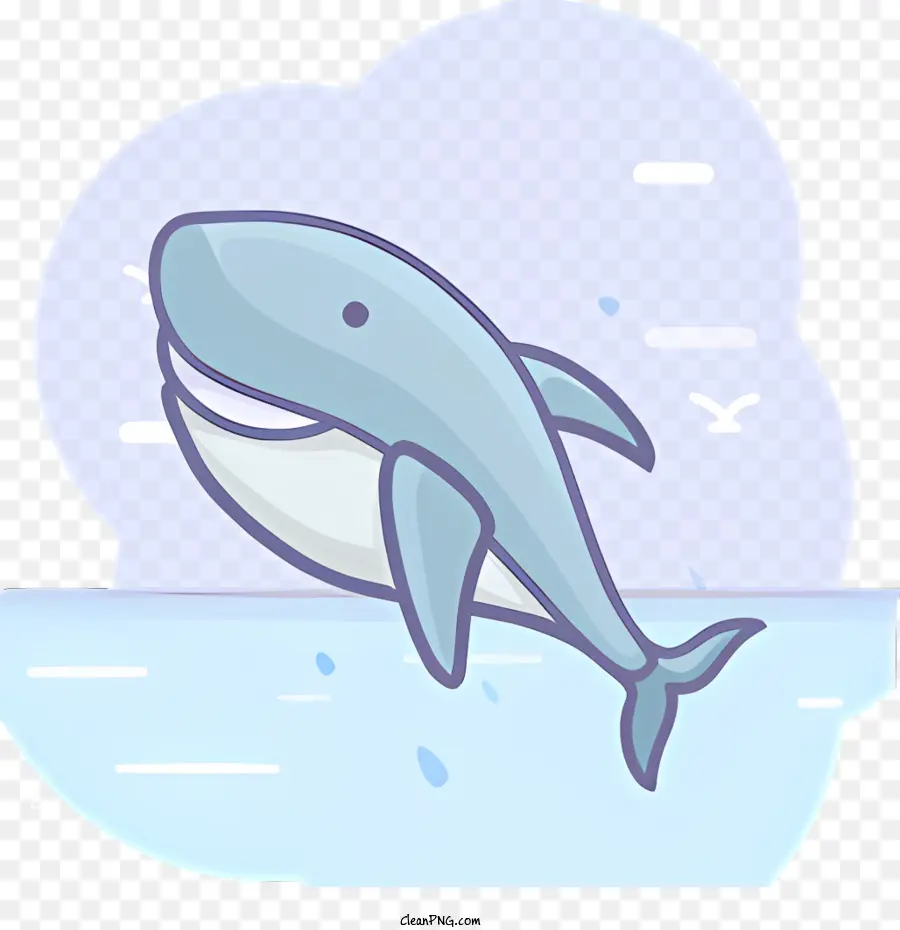 icona blu oceano balena che nuota grande corpo curvo - Whale blu che nuota con corpo ad arco, avvicinandosi allo spettatore