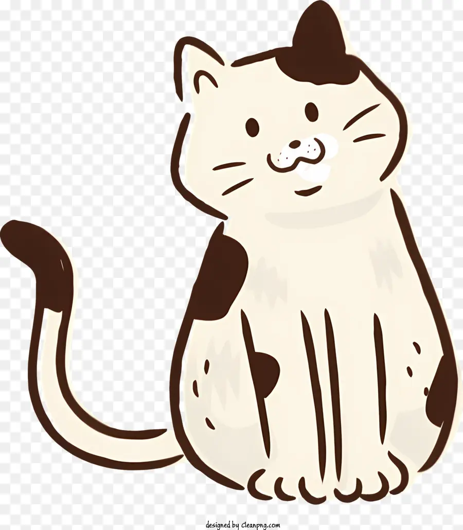Icon Cat Fluffy Fell Braun Nase lächelnde Katze - Entspannte flauschige Katze mit weißem und braunem Fell