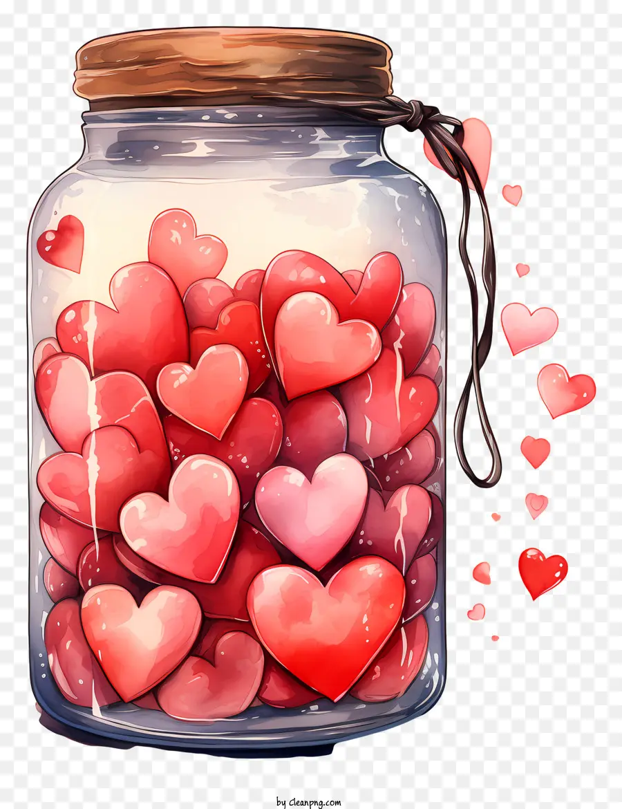 Il Giorno di san valentino - Barattolo di oggetti a forma di cuore che galleggiano in acqua