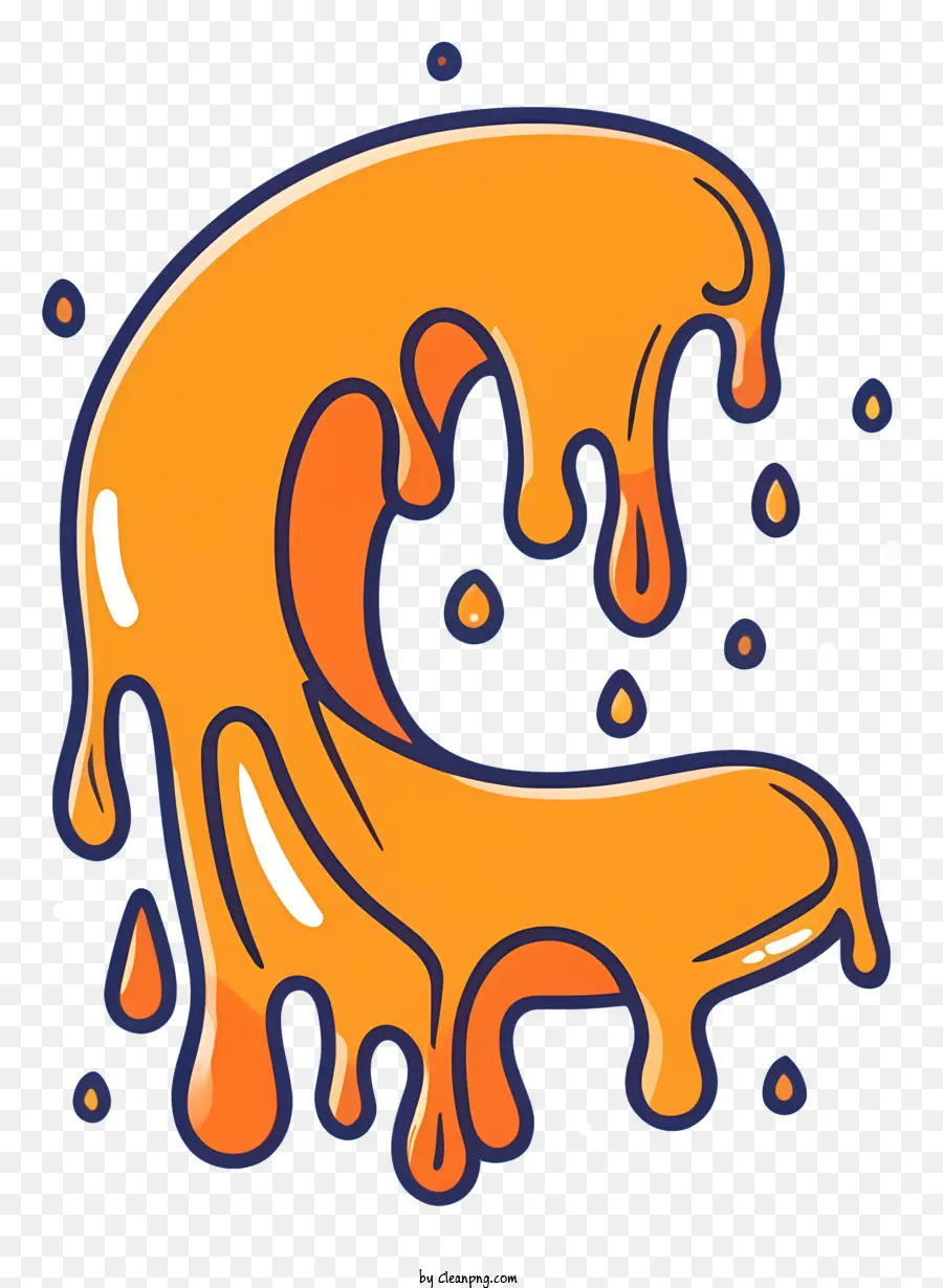 der Buchstabe c - Cartoon aus orangefarbenem Buchstaben C mit tropfender Farbe