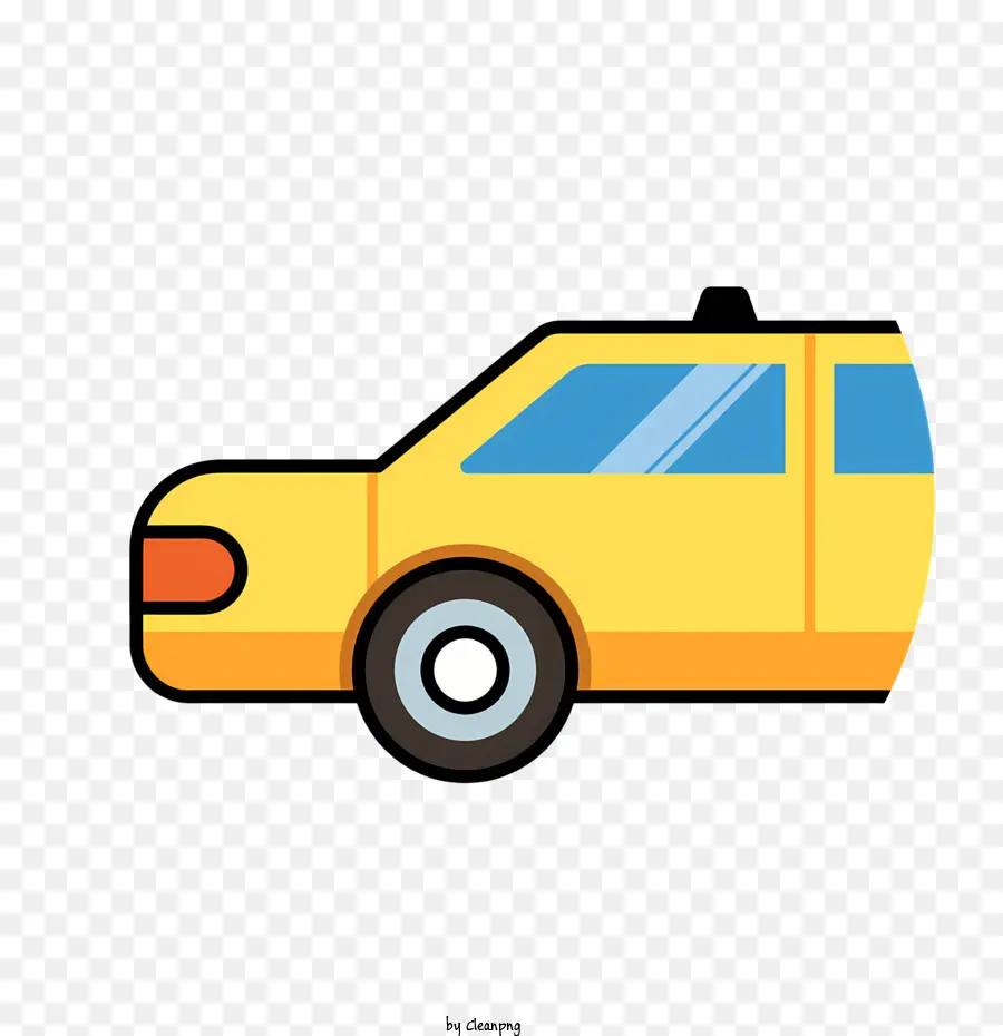 Icon gelbes Auto vier Räder flaches Auto aufrecht - Beschreibung eines stationären gelben Autos ohne Details