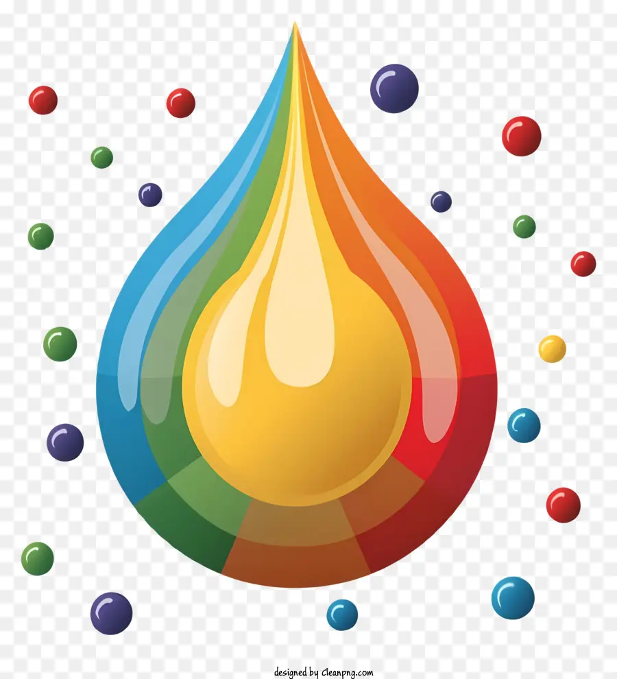 fumetti arcobaleno gocce gocce bolle colori - Le gocce di gocce arcobaleno colorate galleggiano con bolle, prive di riflesso