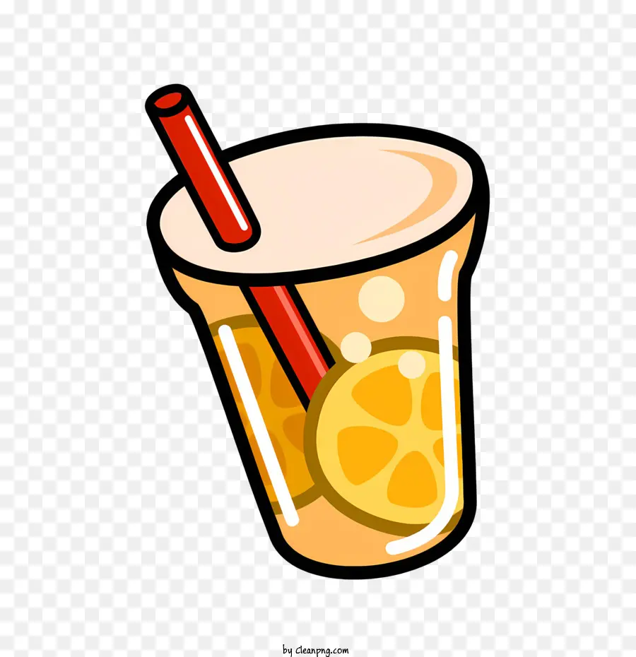 Sommergetränk - Glas Limonade mit Stroh auf schwarzem Hintergrund